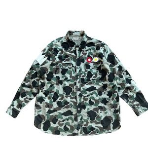 LL Bean Infinite Camo Chamois Cloth Shirt Mens XL Custom Patch